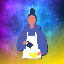 girl pouring cooking ingredients illustration