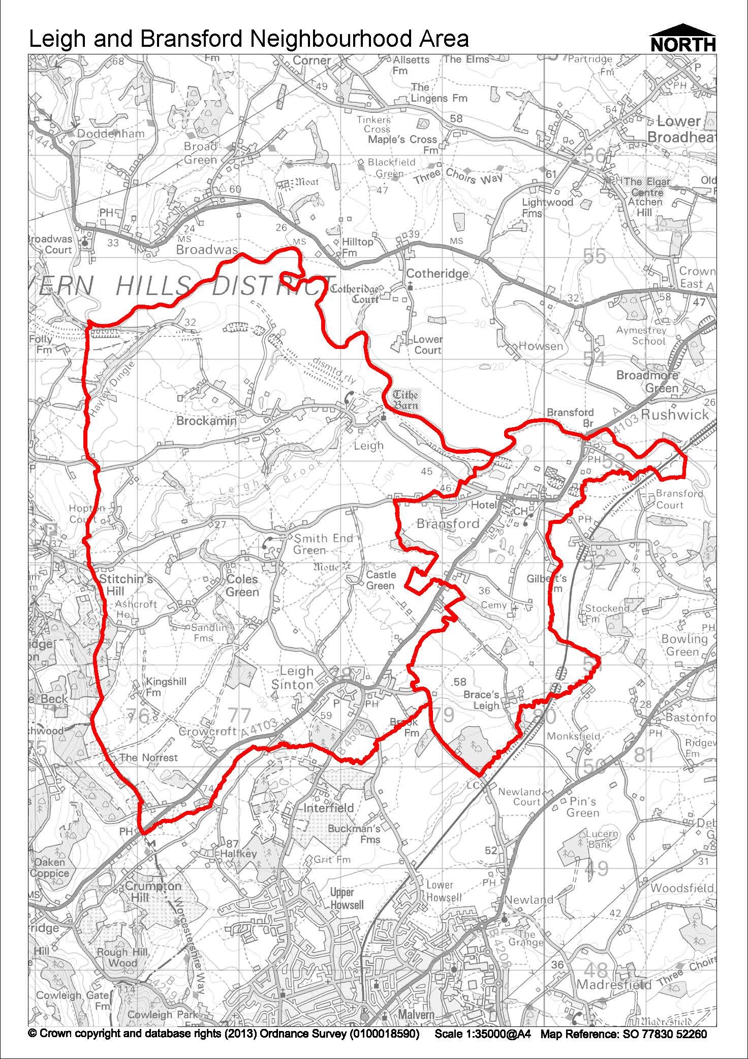 Map of Leigh and Bransford designated area