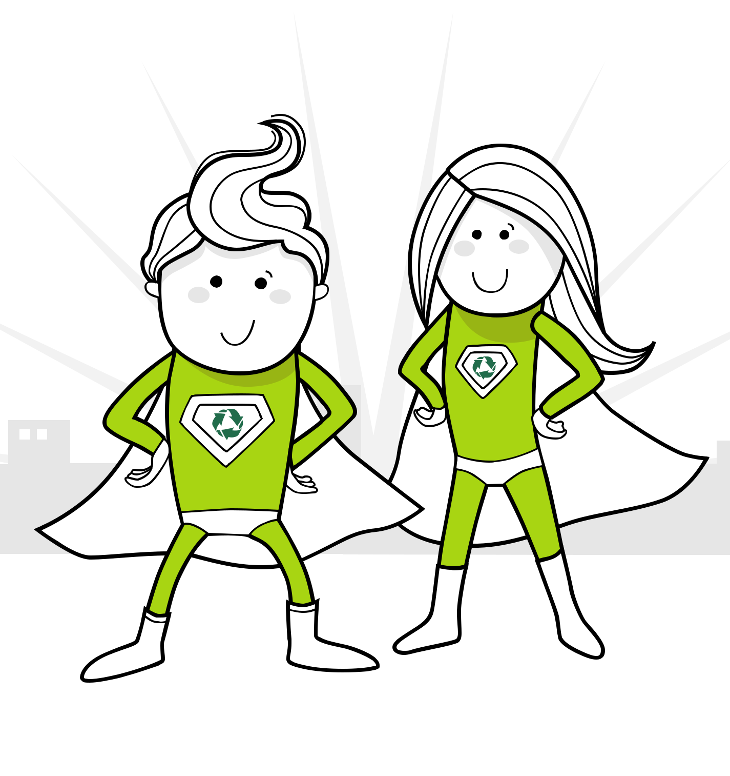 Illustration of Green girl and Green boy